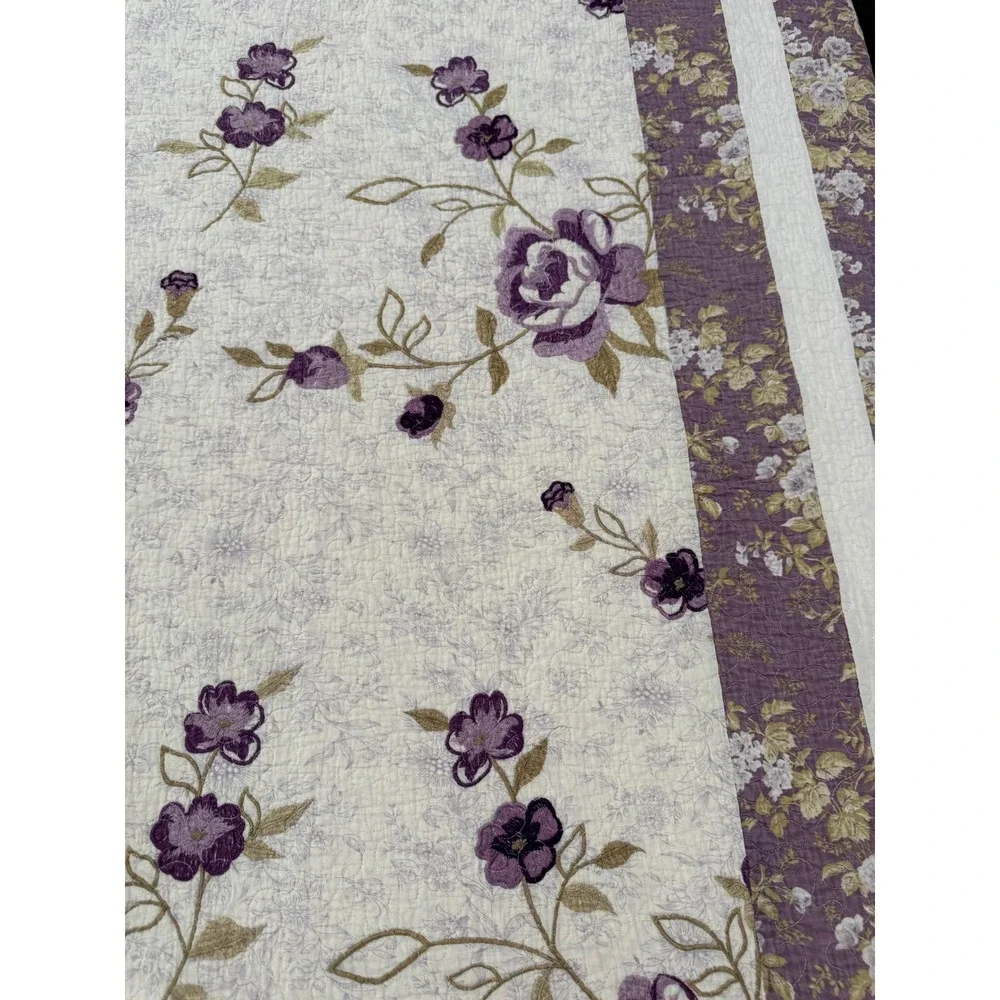 Better Homes & Gardens Purple Blossom Quilt & Sham Set Floral Rose Full/Queen